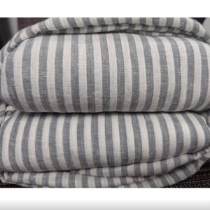 Quince 100% European Linen Duvet Cover 1PC Grey/White Stripe TWIN like new